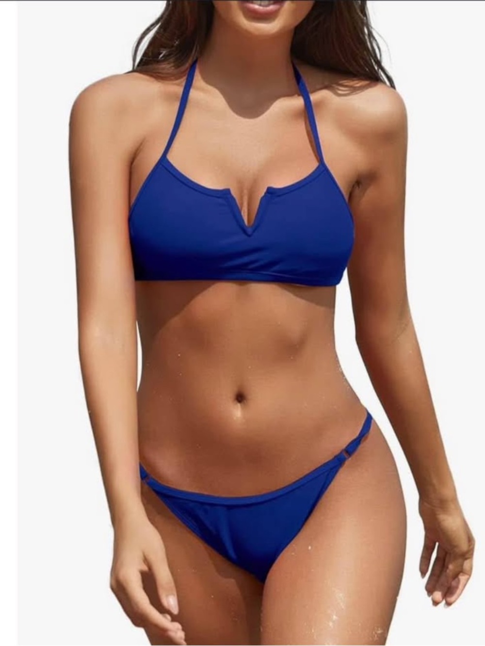 Classic Halter Blue Bikini Two-Piece Swim Set